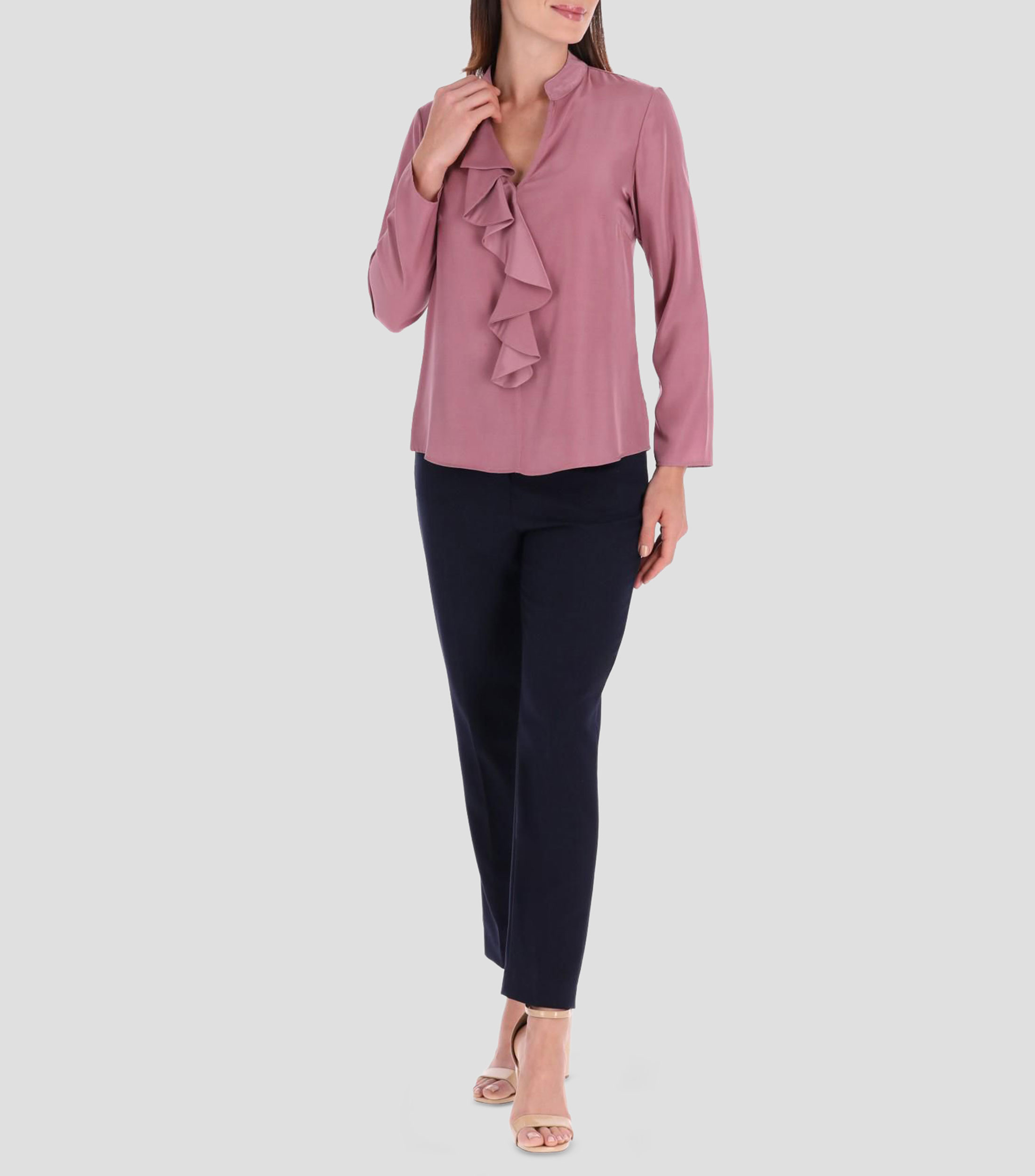 Blusa lisa manga larga Mujer